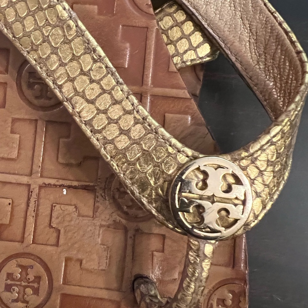 Tory Burch Gold and Brown Sandals - Picture 3 of 7